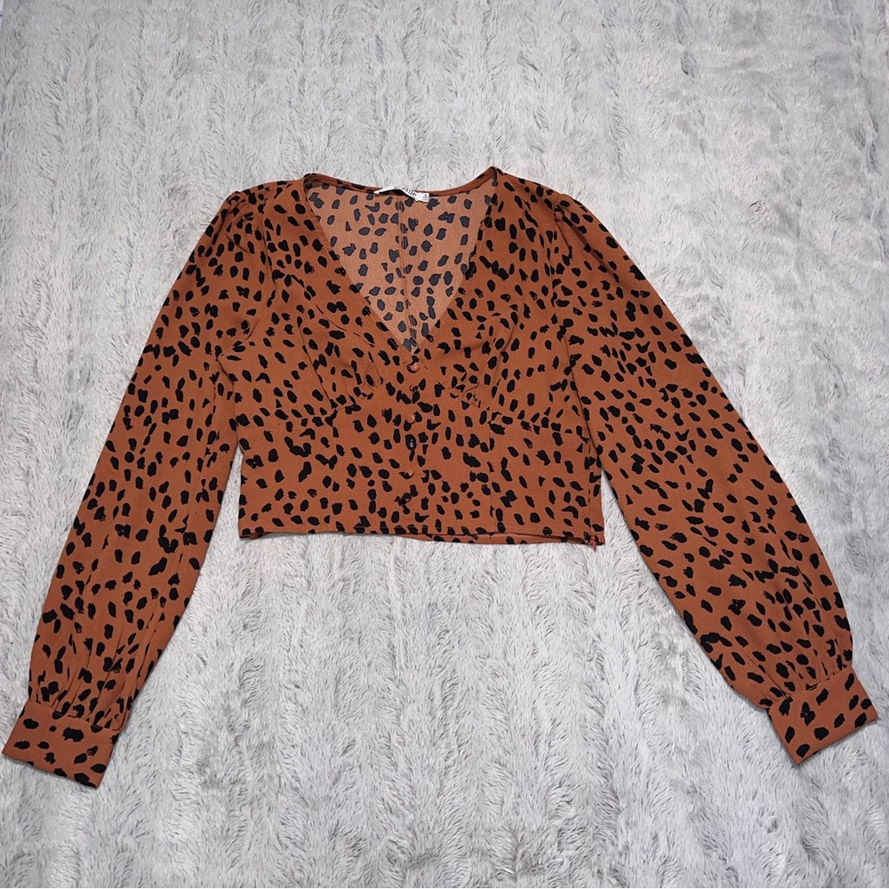 Cheetah Print Long Sleeve Blouse